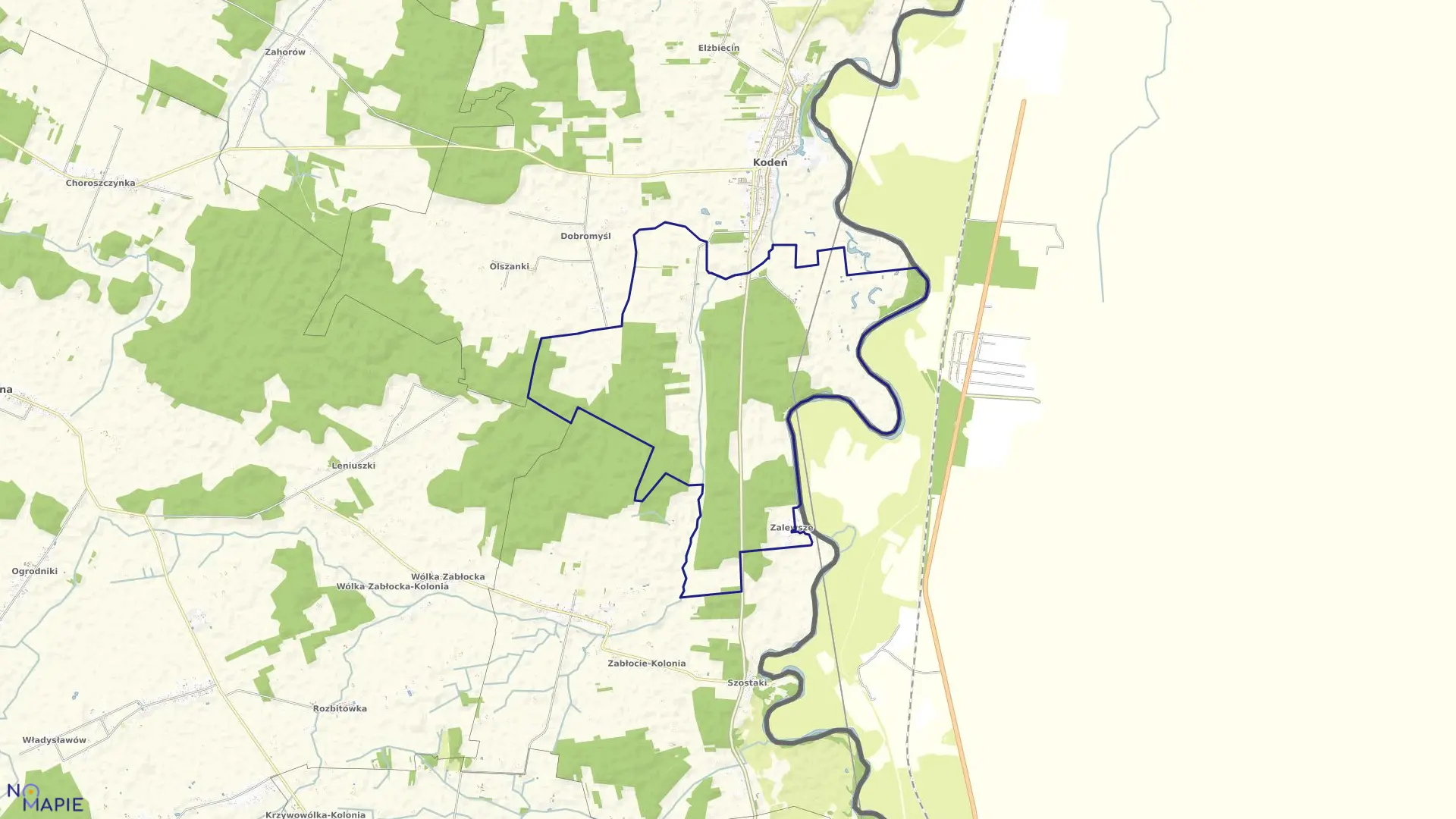 Mapa obrębu KODEŃ III w gminie Kodeń