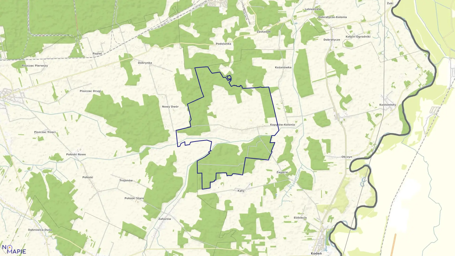 Mapa obrębu KOPYTÓW w gminie Kodeń