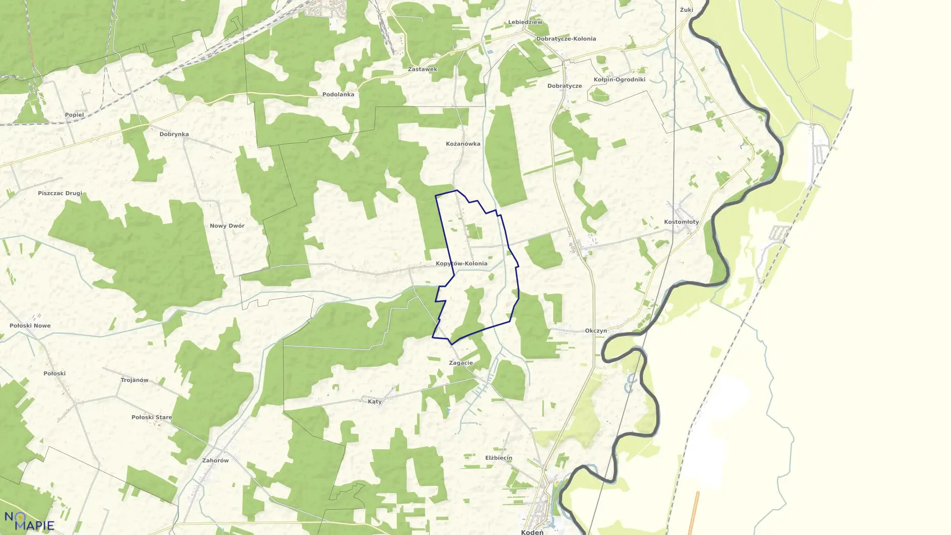 Mapa obrębu KOPYTÓW KOLONIA w gminie Kodeń