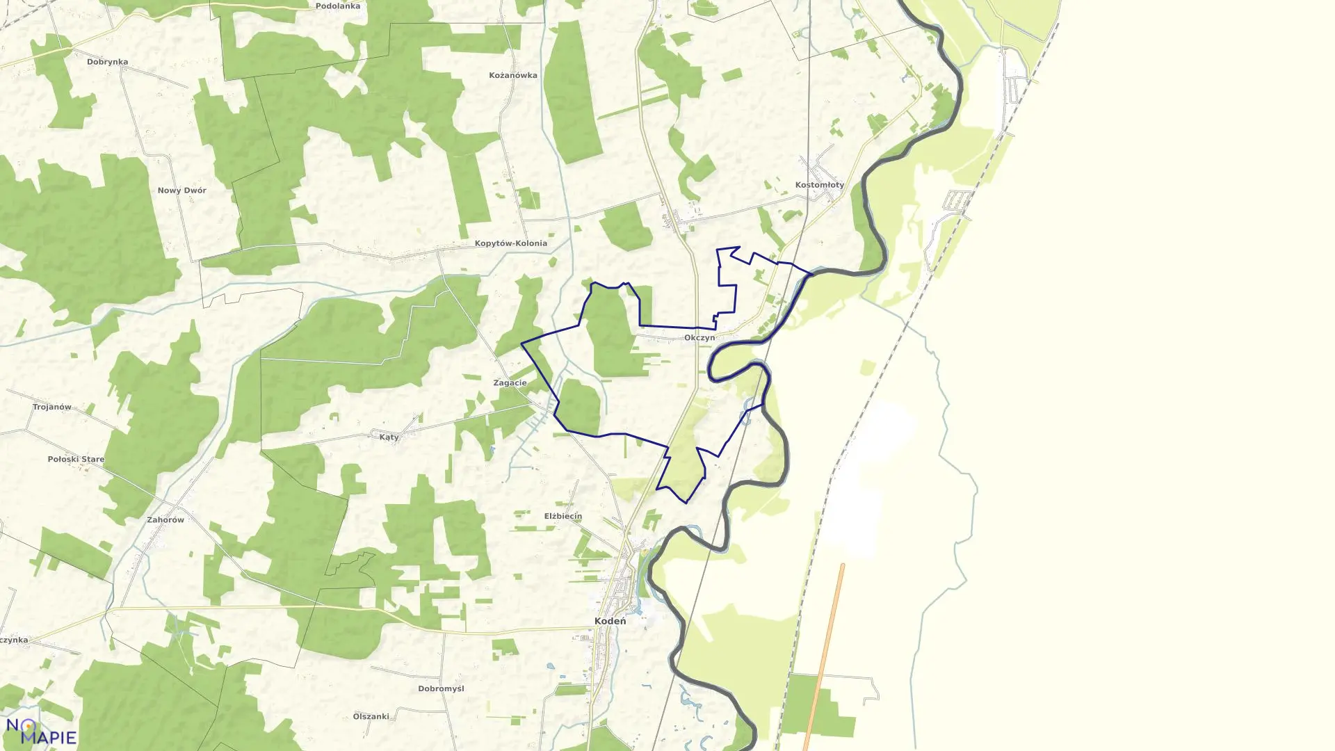 Mapa obrębu OKCZYN w gminie Kodeń