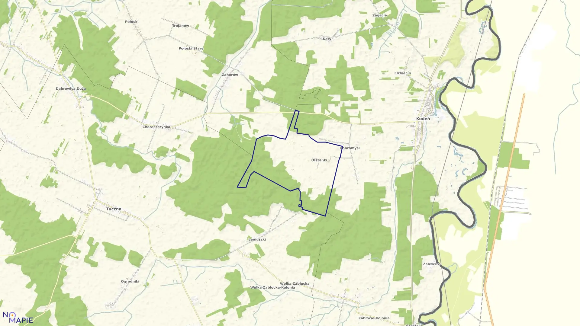 Mapa obrębu OLSZANKI w gminie Kodeń