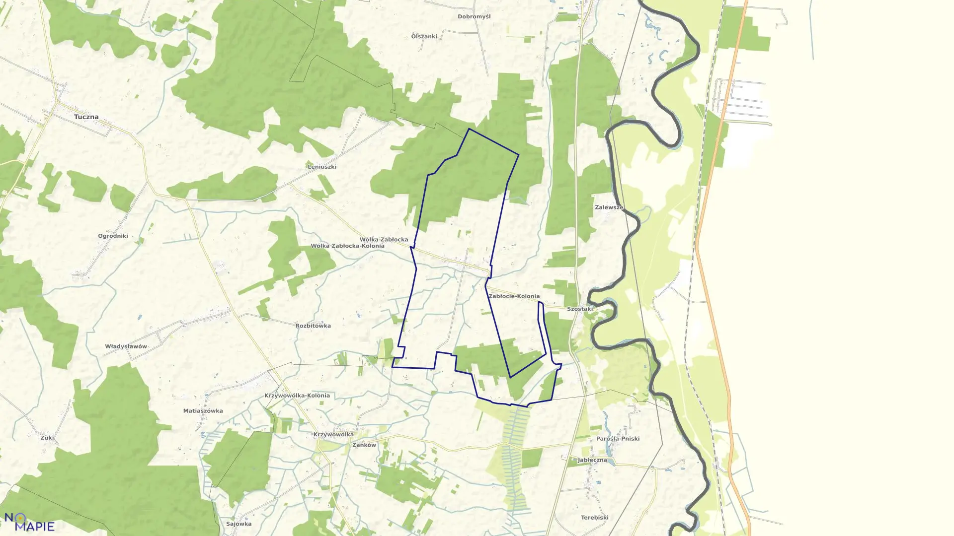 Mapa obrębu ZABŁOCIE w gminie Kodeń